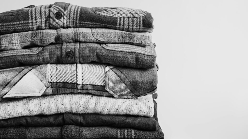 A neat stack of folded shirts.